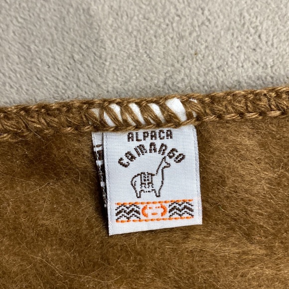 New Alpaca Camargo Woven 100% Alpaca Fringe Camel Brown Scarf Made in Peru ! - Picture 8 of 10